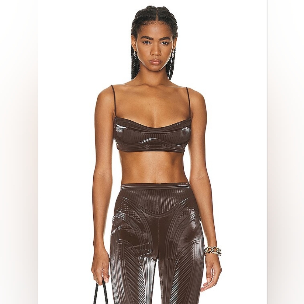 11. MUGLER BROWN EMBOSSED BRALETTE